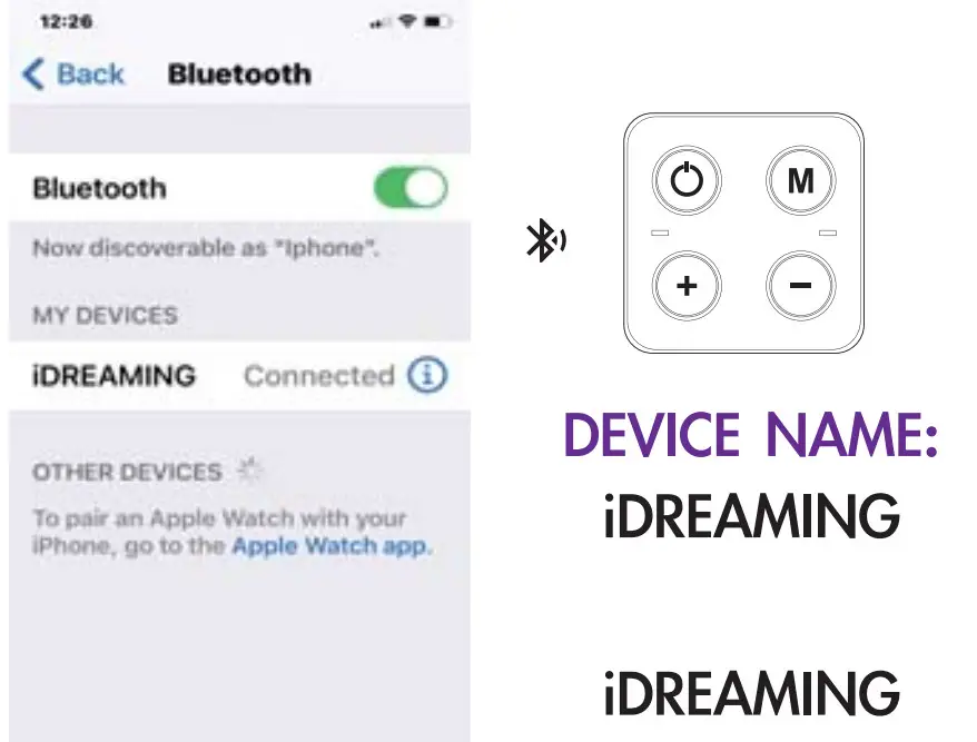 iDREAMING MK 01 Wireless Music Sleep Mask - device name