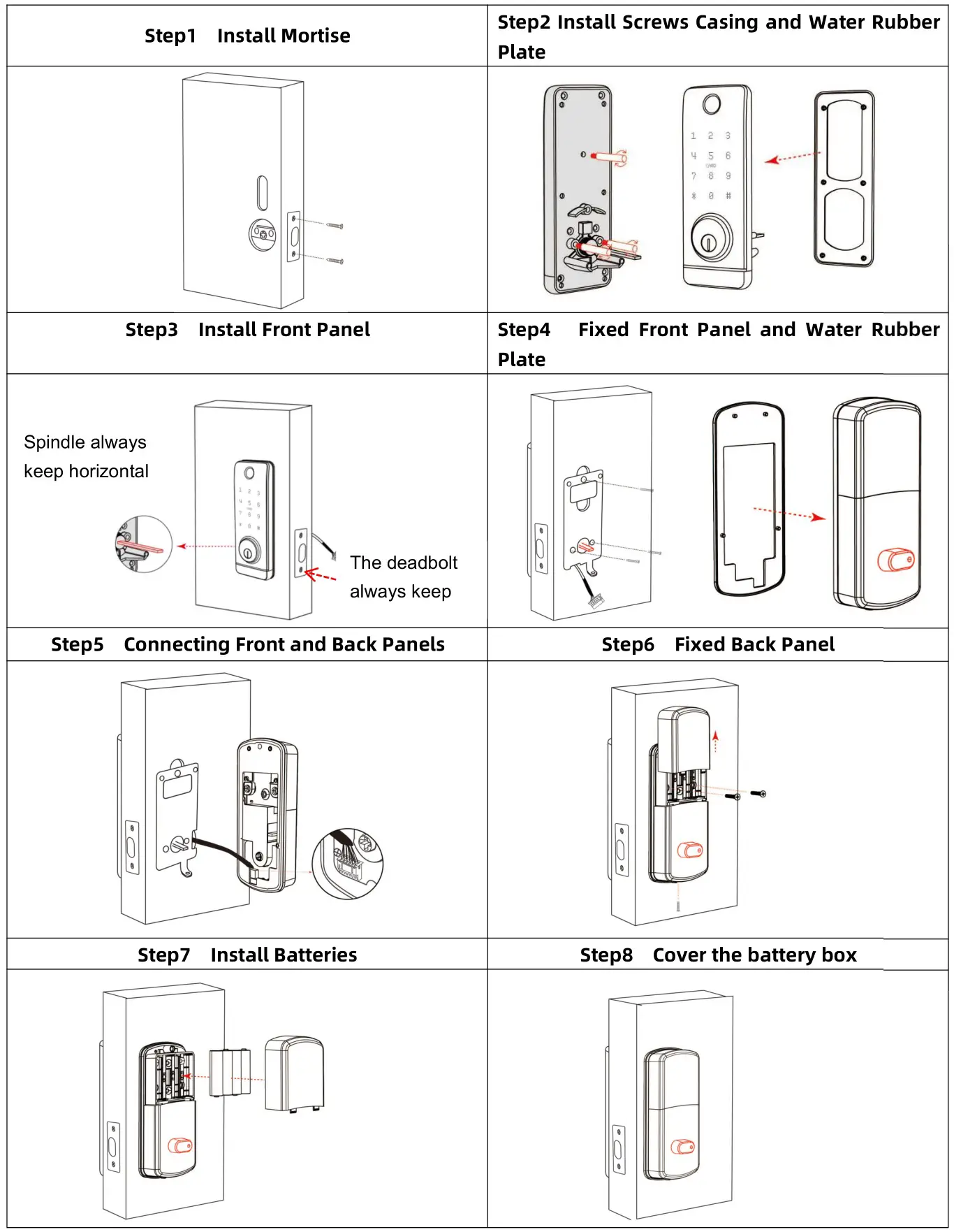 VSH T1B-TTB Smart Door Lock - Installation Diagram