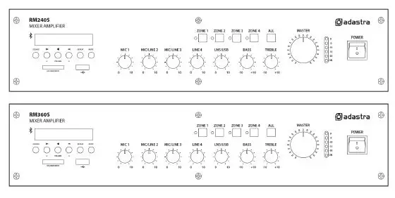 adastra RM-SERIES Rackmount 100V Mixer-Amplifiers with Bluetooth fig2