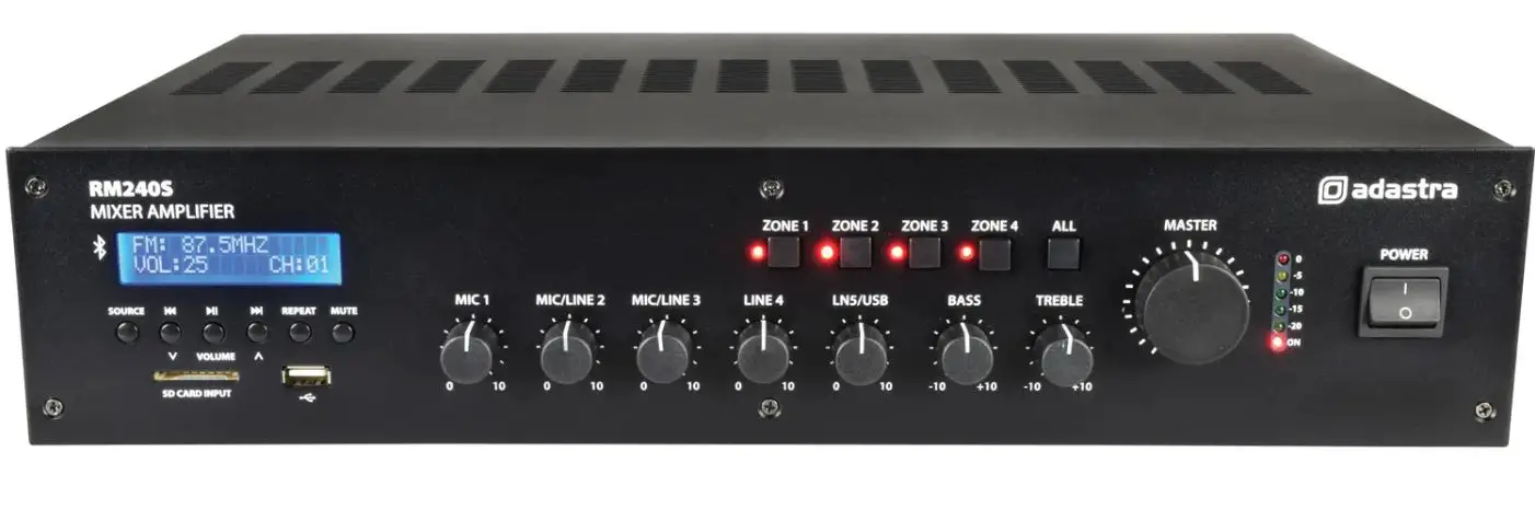 adastra RM-SERIES Rackmount 100V Mixer-Amplifiers