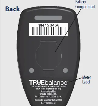 TRUE METRIX B014MV0FAC Blood Glucose Monitoring System back