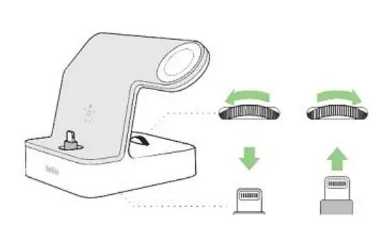 belkin Apple Watch and iPhone Charge Dock User Guide - Adjust the dial on the charge dock