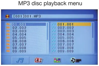 JVC XS-N5320PBBA DVD SPEAKER SYSTEM WITH BLUETOOTH - MP3 disc playback menu