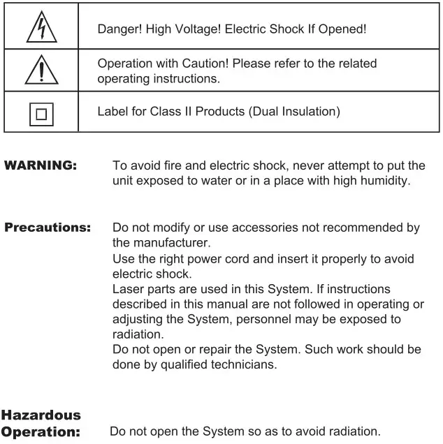 JVC XS-N5320PBBA DVD SPEAKER SYSTEM WITH BLUETOOTH - Safety Information
