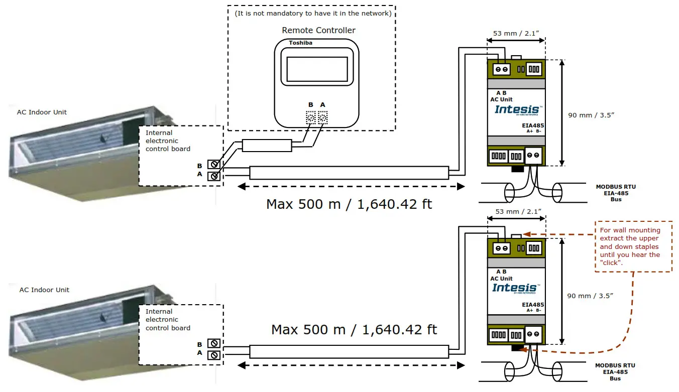 Intesis Modbus RTU Interface for Toshiba Air Conditioners - Important