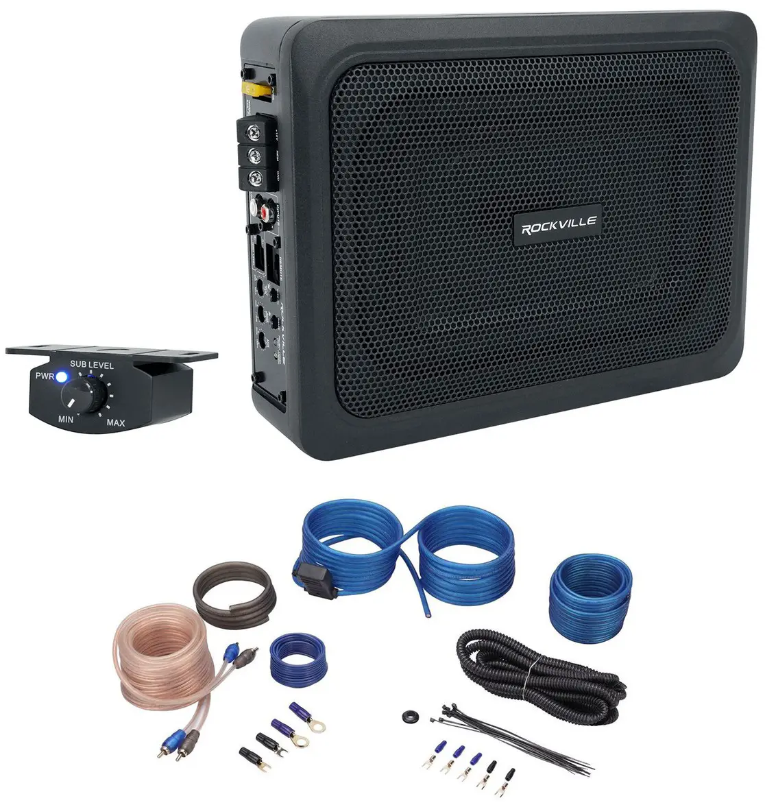 ROCKVILLE RW68CA 400w 6x8 Slim Under-Seat Powered Car Truck Subwoofer+Amp Kit