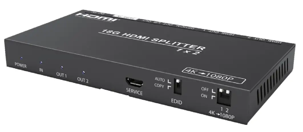 LINK-MI ENT-SP20B2A HDMI 1x2 Splitter with Video Scaler Audio Extract