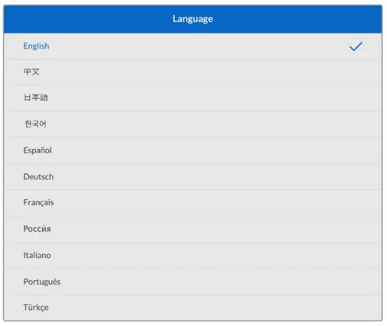 proavl Blackmagic URSA Mini URSA Mini Pro - language