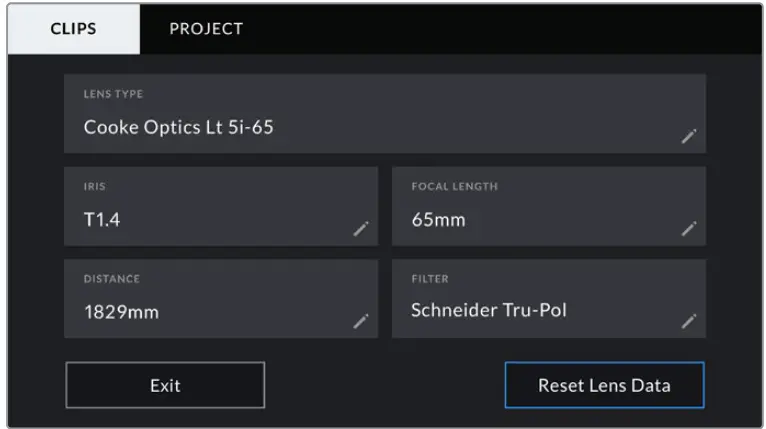 proavl Blackmagic URSA Mini URSA Mini Pro - lens data1