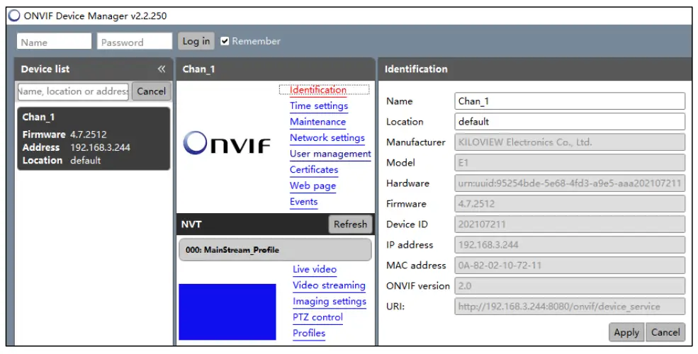 ONVIF Device interface
