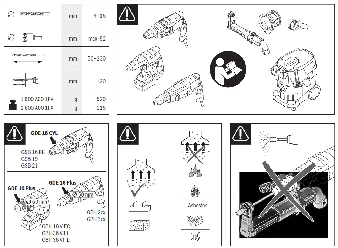 BOSCH GDE 16 Plus Virtually Dust Free Drilling - fig1