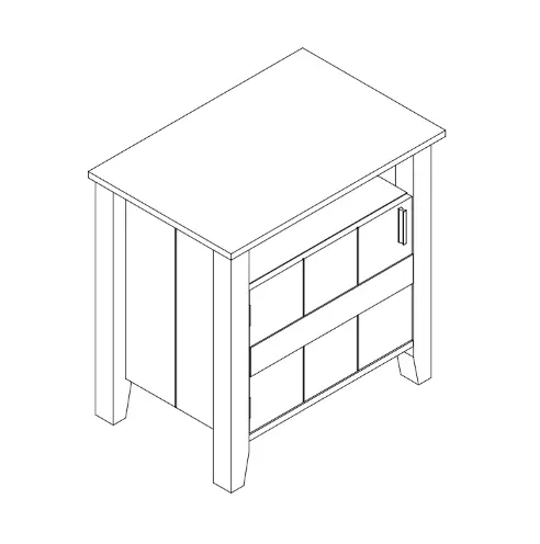 Kinwell We003 Light Brown Rectangle Wood End Table Instruction Manual