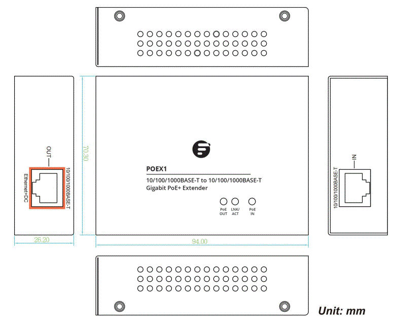 FS-POEX1-1-Port-10-or-100-or-1000M-Gigabit-PoE-Plus-Extender-fig-1