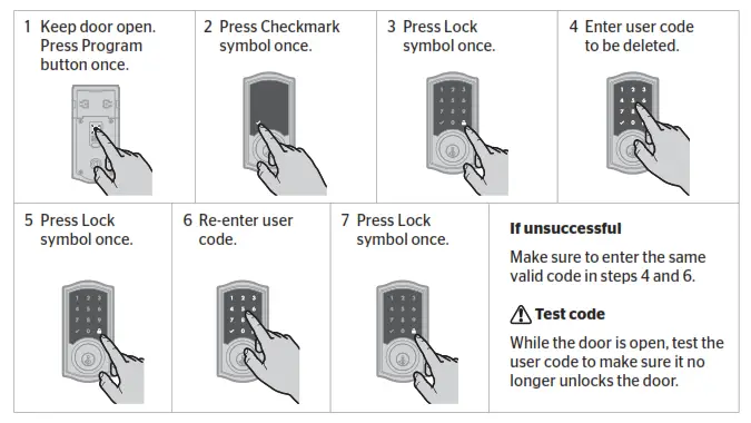 Deleting a single user code