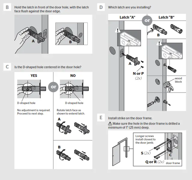 Install the latch and strike