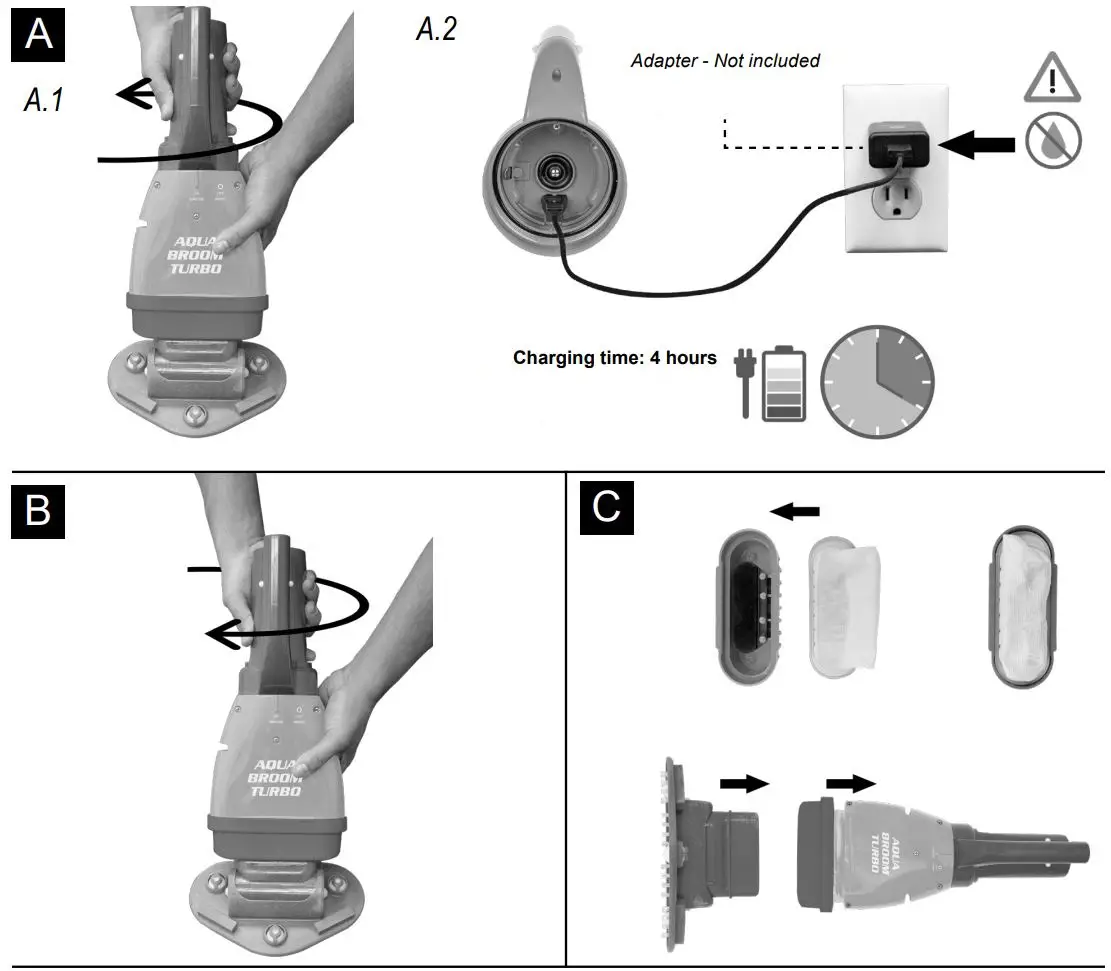 POOL BLASTER 14101AL Aqua Broom Turbo Cordless Swimming Pool and Spa Vacuum Cleaner Owner's Manual - Fig 1