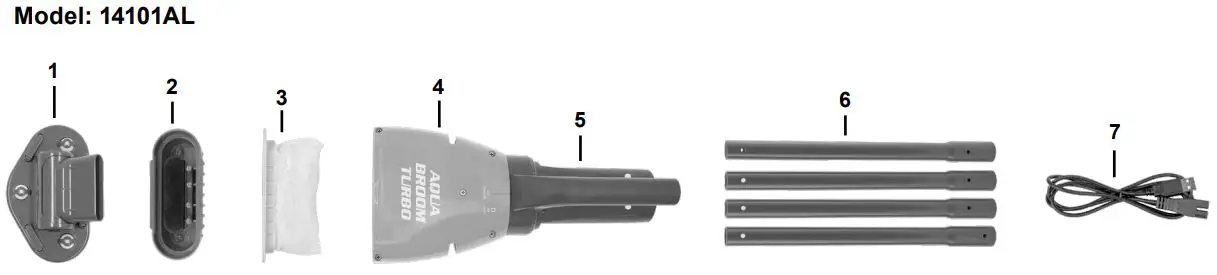 POOL BLASTER 14101AL Aqua Broom Turbo Cordless Swimming Pool and Spa Vacuum Cleaner Owner's Manual - Product Breakdown