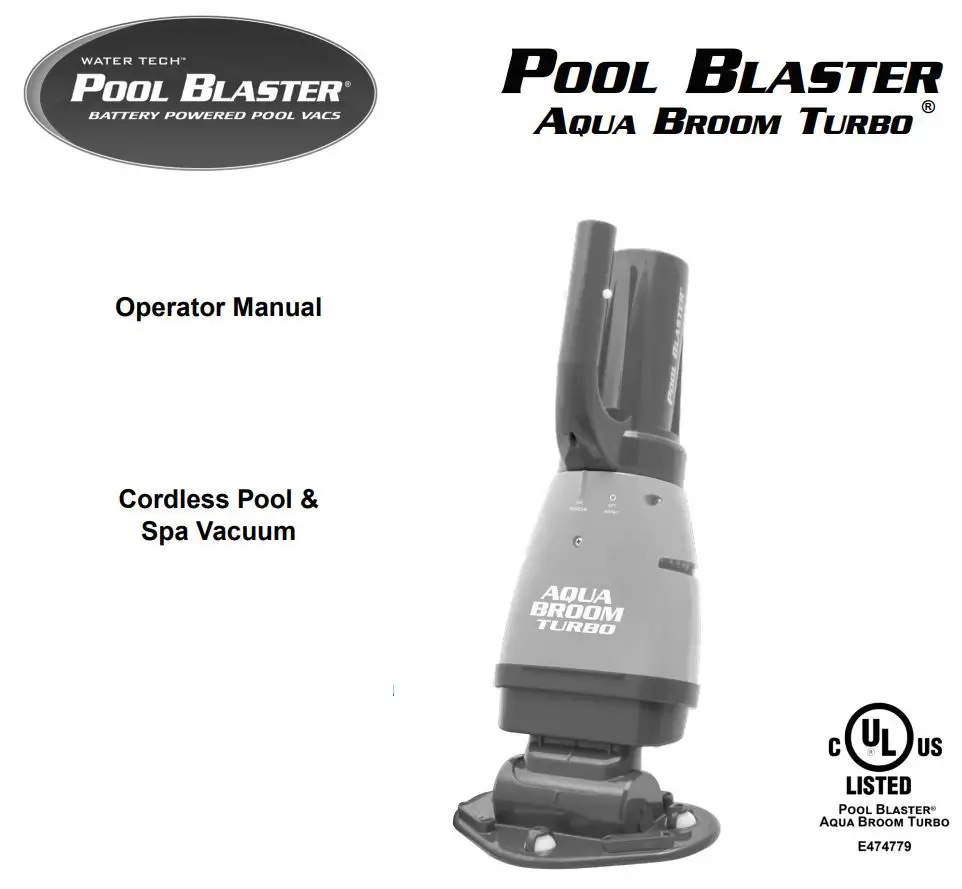 POOL BLASTER 14101AL Aqua Broom Turbo Cordless Swimming Pool and Spa Vacuum Cleaner Owner's Manual
