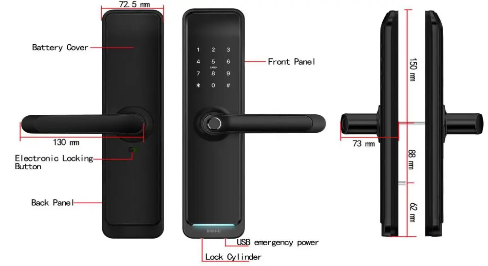Techno Tec H35B Smart door locked - .Lock structure