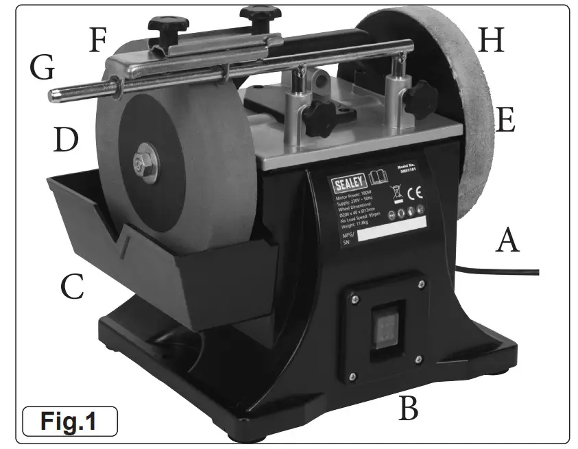 SEALEY SMS2101 Ø200MM Sharpener with Honing Wheel - Figure 2