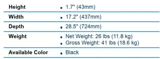 FIG 8 Dimensions and Weight