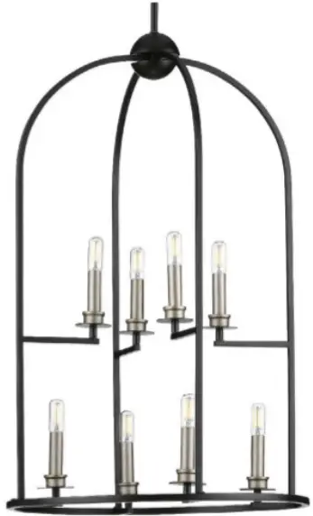 PROGRESS LIGHTING P500122-031 Seneca 8-Light Matte Black Farmhouse Lantern Pendant Light-fig1