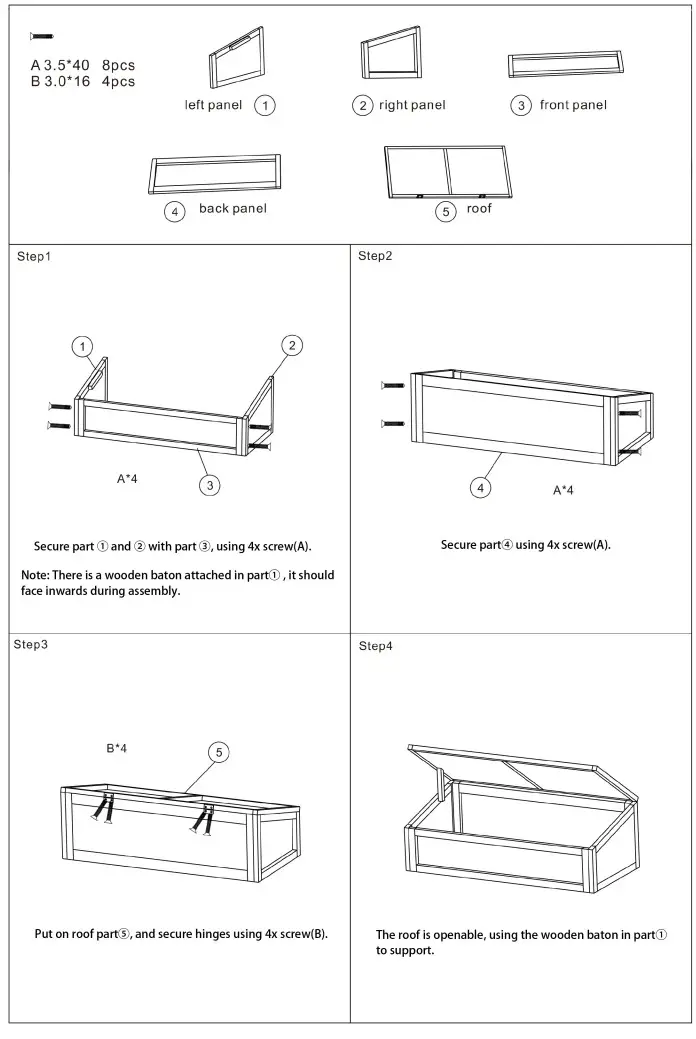 HANOVER 986CF0102-CDR 39-Inch Wooden Portable Cold Frame Mini-Greenhouse - 3