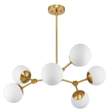 PROGRESS LIGHTING P400308-109 Haas Haas 6-Light Brushed Bronze Mid-century Chandelier