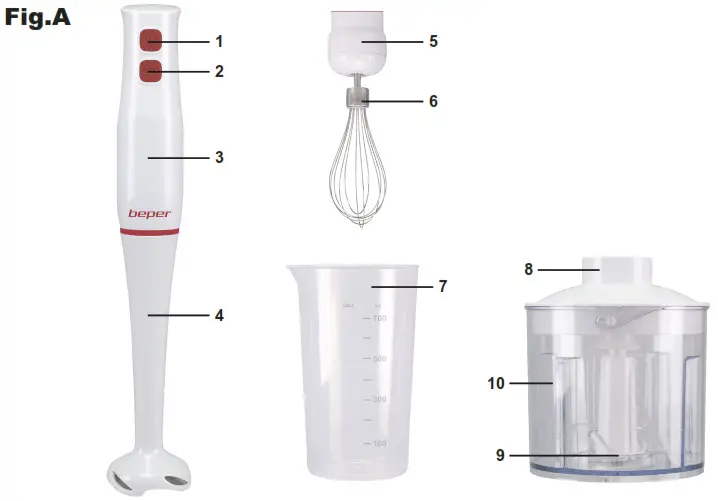 beper P102FRU200 4 In 1 Hand Blender Set - Figure 1
