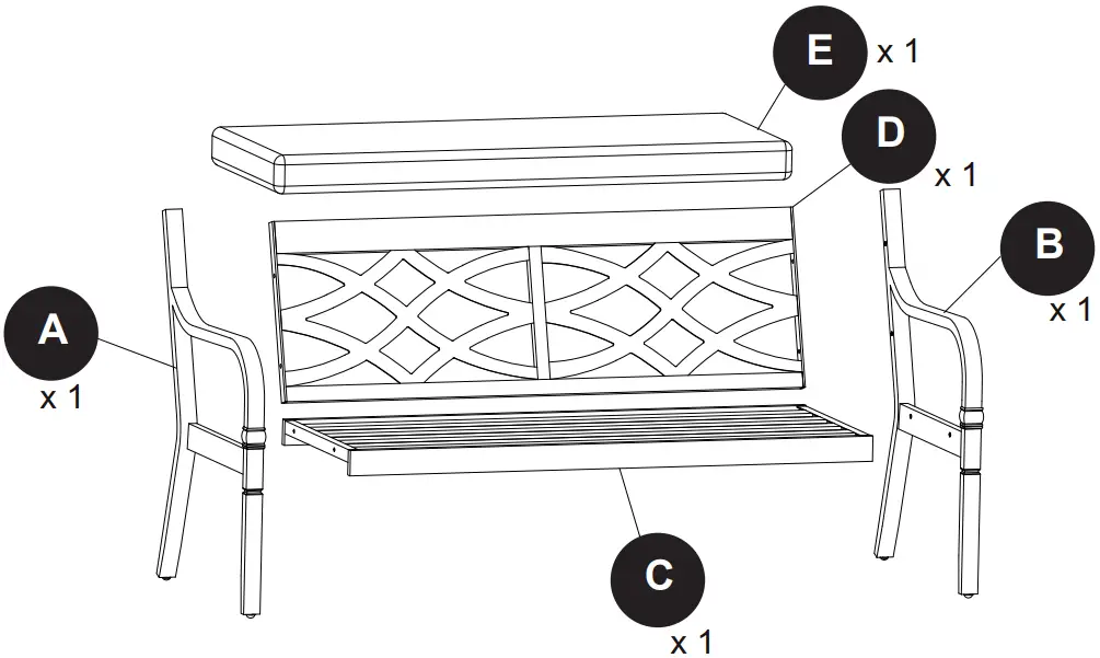 Style SELECTIONS FZS60580L Pembroke Bench - PACKAGE CONTENTS
