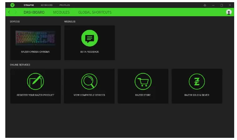 RAZER RZ03 Cynosa Chroma RU Keyboard Gaming - Dashboard