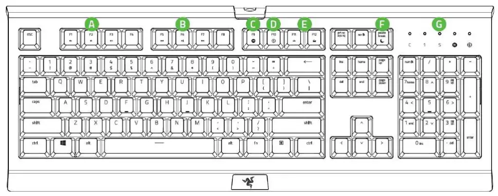 RAZER RZ03 Cynosa Chroma RU Keyboard Gaming - control keys