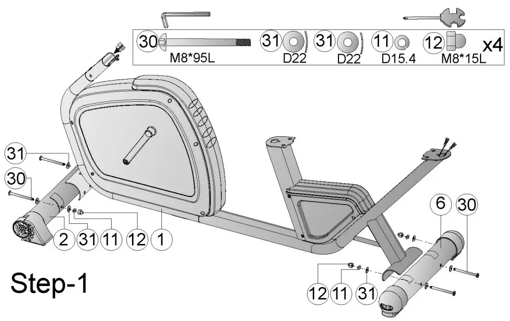 BodyMax CVEB2710 60 Recumbent Bike - STEP 1