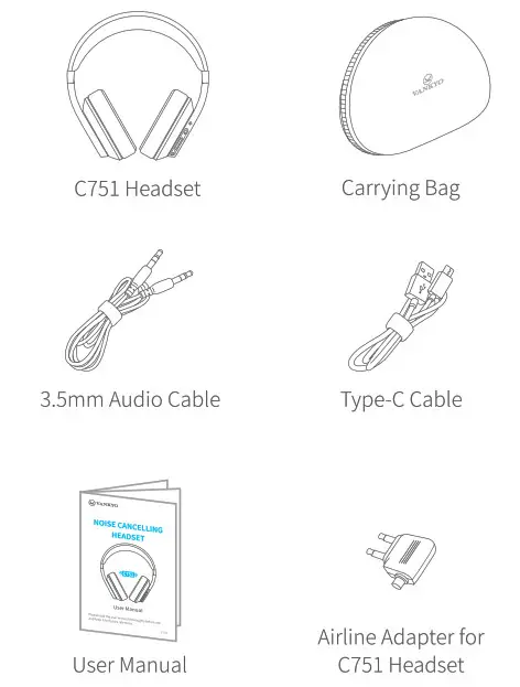 VANKYO Noise Cancelling Headset C751 - Packing List