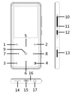 AGPTEK H9 MP3 Player - Buttons and Controls