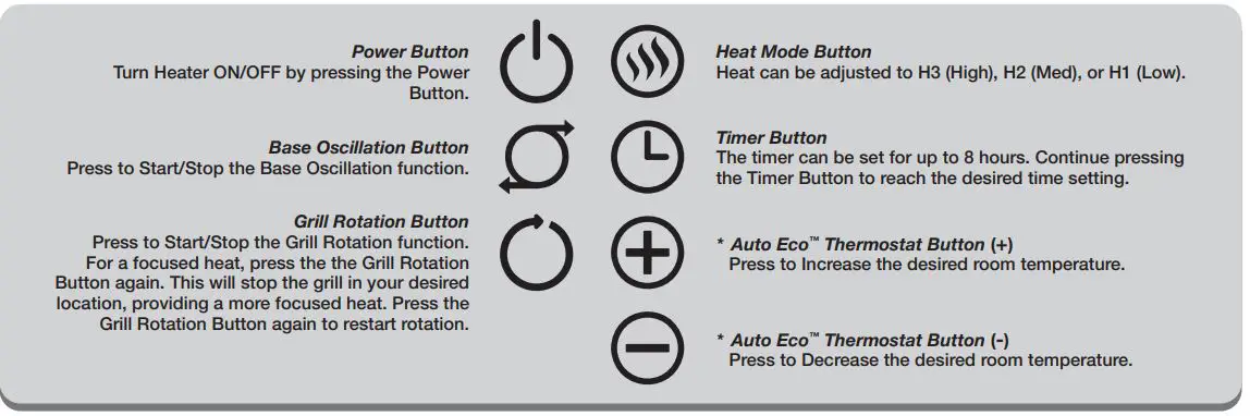Lasko CC23630 Revolution Full-Room Heater with Digital Remote Control Instruction Manual - Controls