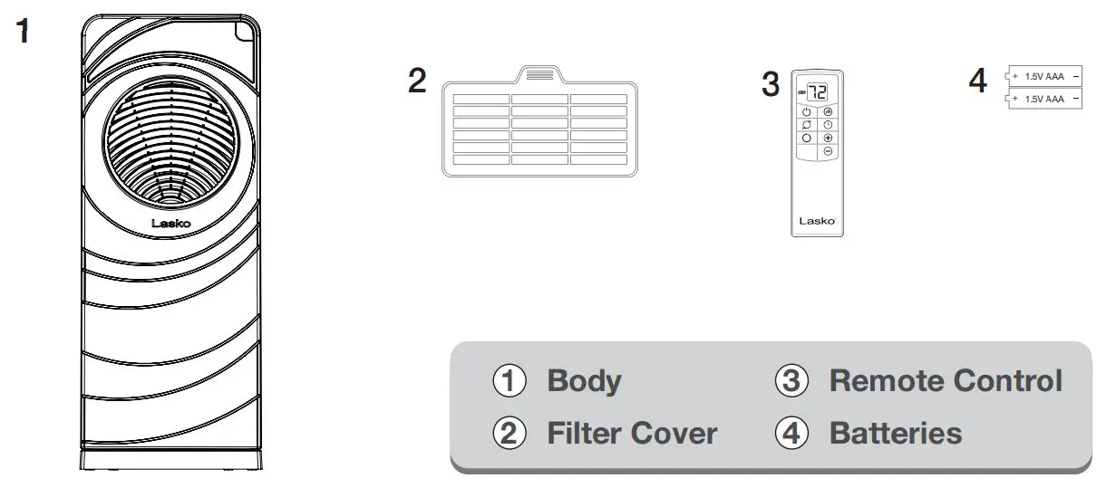 Lasko CC23630 Revolution Full-Room Heater with Digital Remote Control Instruction Manual - Parts Included
