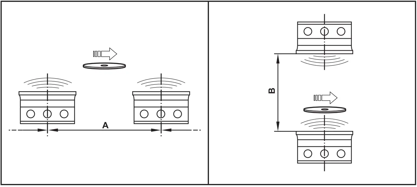 ifm DTE601 RFID Compact Unit - Mounting distances