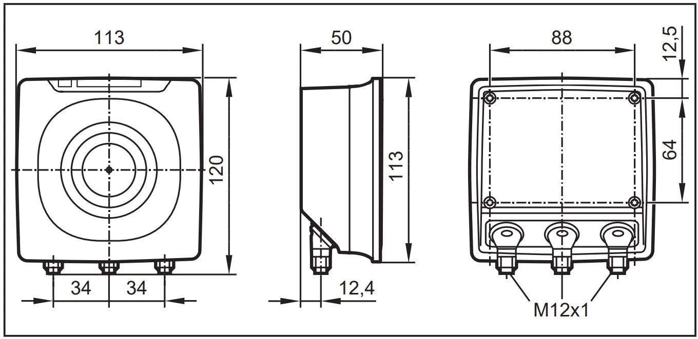 ifm DTE601 RFID Compact Unit - Scale drawing