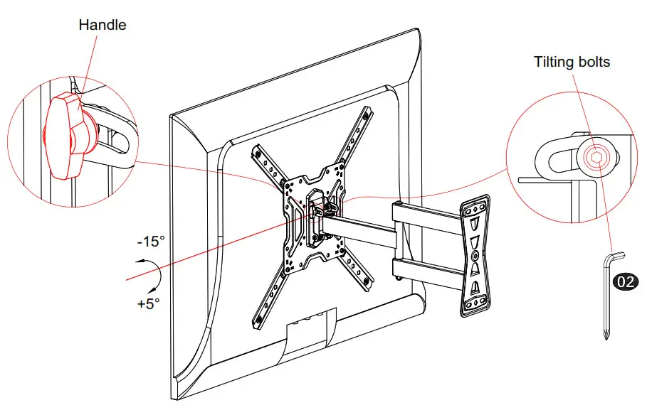 USX-MOUNT XMM006-1 - 5-2 Tilting angle adjustment