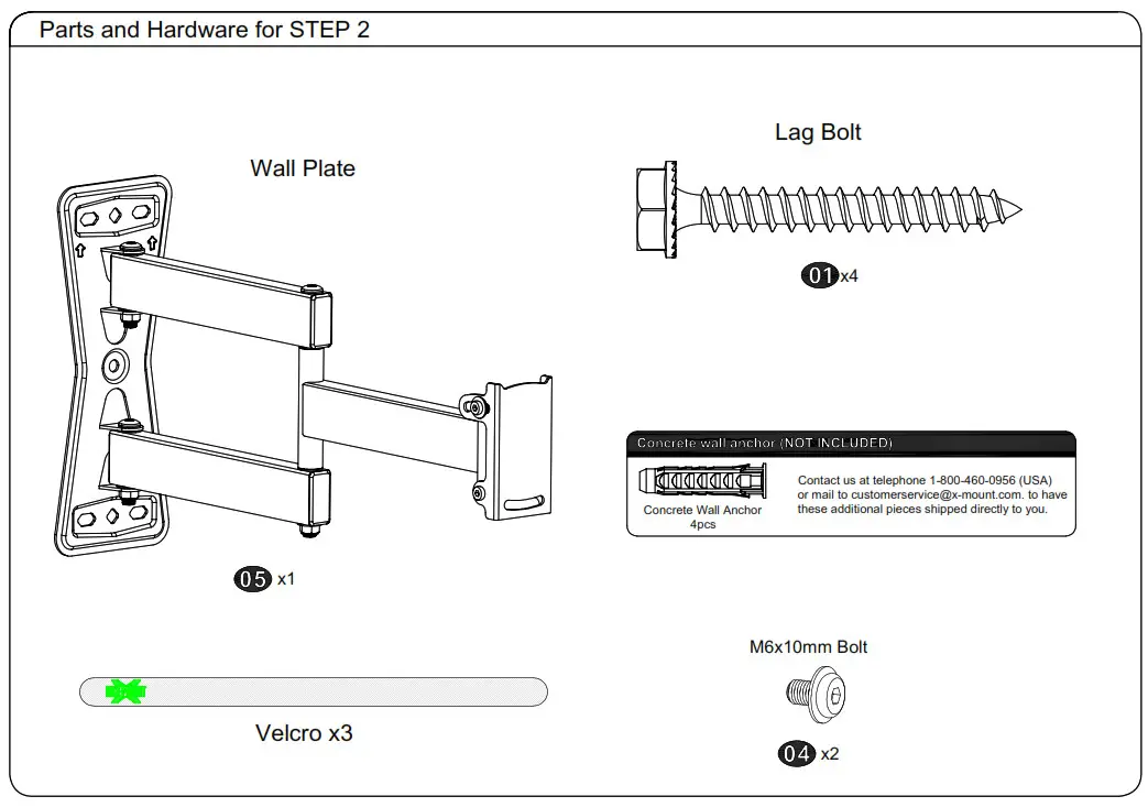 USX-MOUNT XMM006-1 - Parts and Hardware for STEP 2