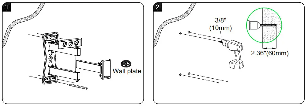 USX-MOUNT XMM006-1 - Pilot holes must be drilled to a depth of 2.36 in