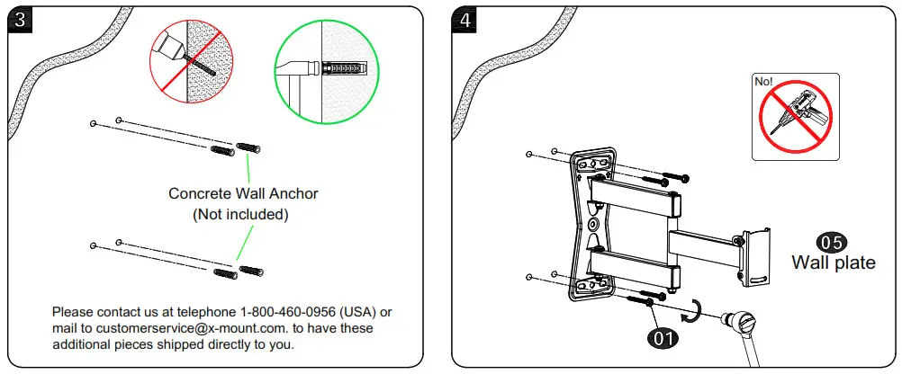USX-MOUNT XMM006-1 - over-tighten the lag bolts