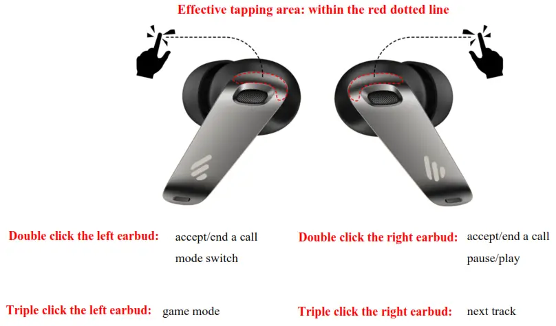 EDIFIER NeoBuds Pro True Wireless Stereo Earbuds with Active Noise Cancellation - Operating methon
