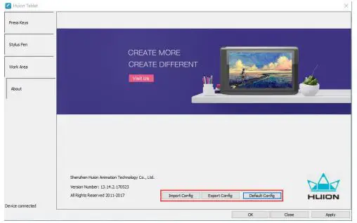 HUIOON Battery-free Pen Tablet - Data Export and Import