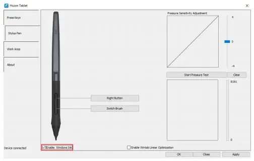 HUIOON Battery-free Pen Tablet - Enable the Windows Ink feature