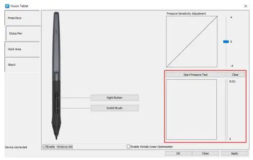 HUIOON Battery-free Pen Tablet - Pen Pressure Testing