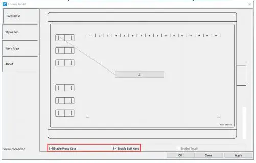 HUIOON Battery-free Pen Tablet - Press keys function setting