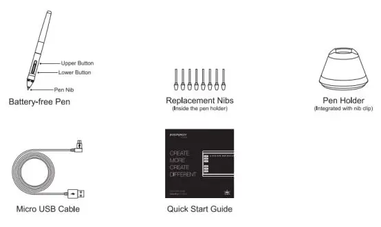 HUIOON Battery-free Pen Tablet - Product and accessories 2