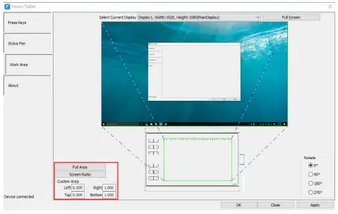 HUIOON Battery-free Pen Tablet - Working Area Setting 2